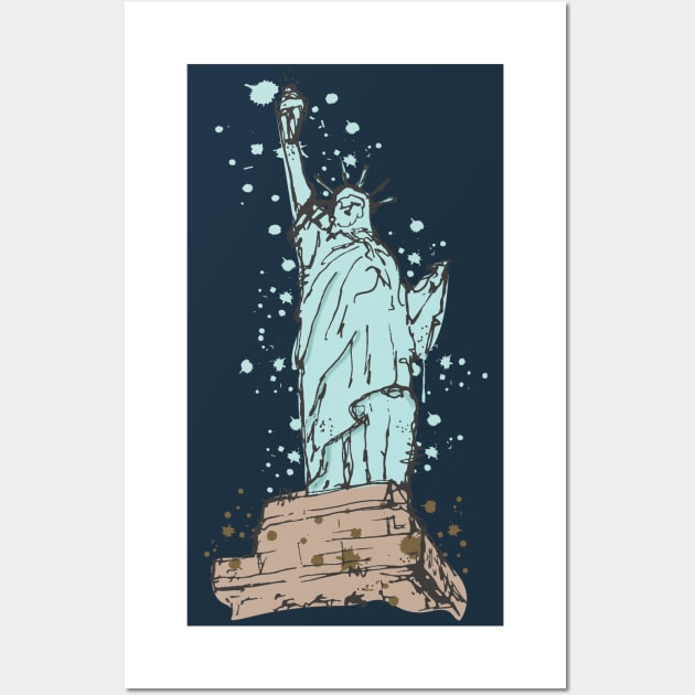 Statue of Liberty watercolor sketch Wall Art by linespace-001